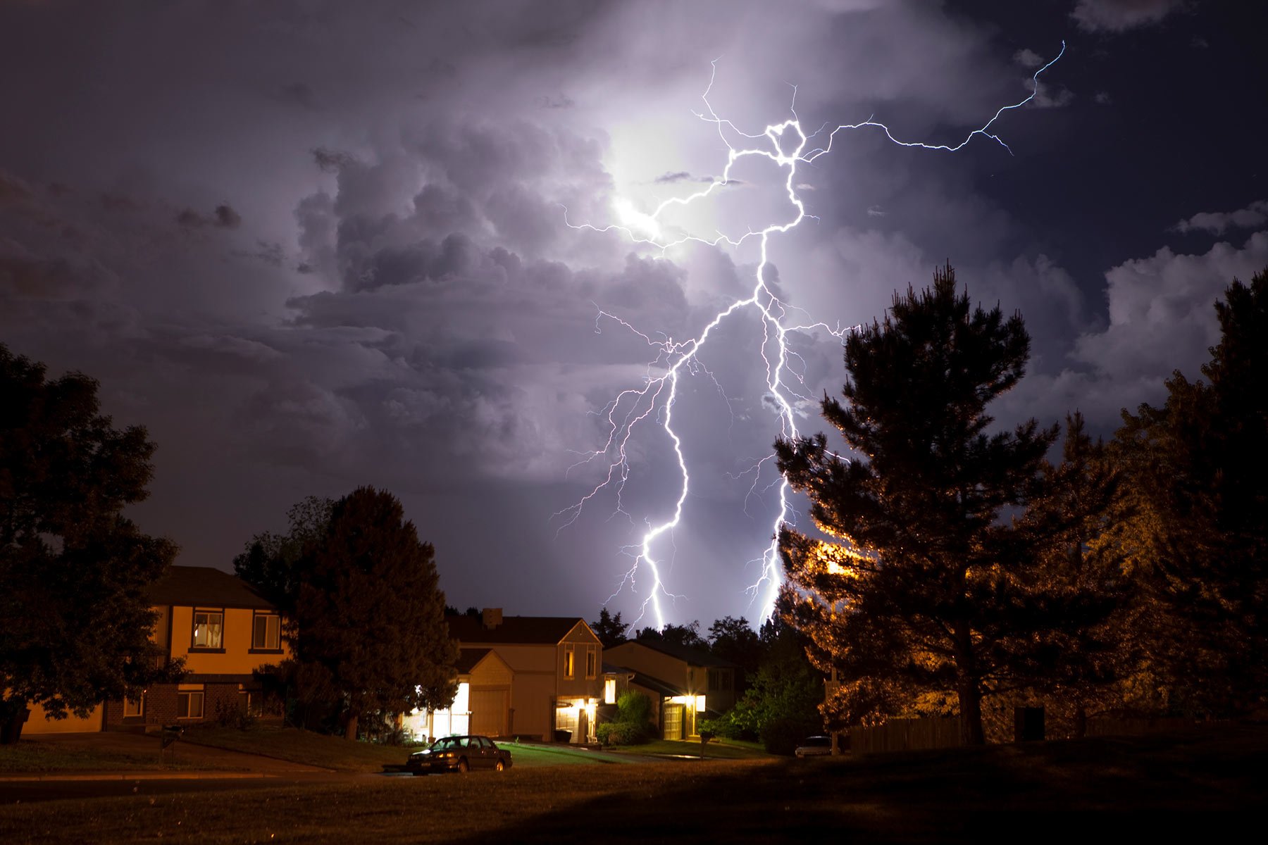 Lightning Storm Causing Damage in Neighborhood