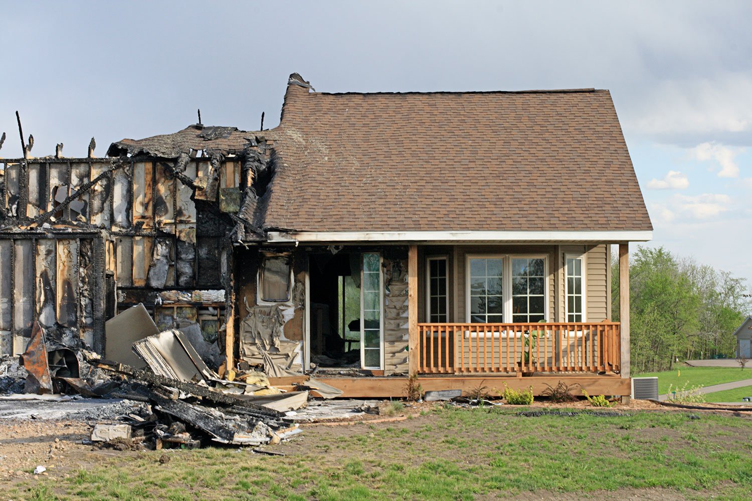 Home in need of fire damage restoration